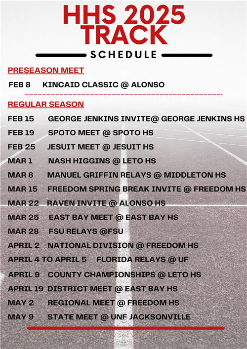2025 Track Schedule